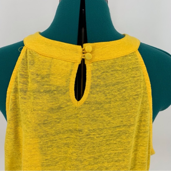 Joie NWT Yellow Linen Banded High Neck Sleeveless Top, XL - Picture 7 of 16